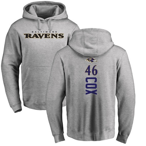 Men Baltimore Ravens Ash Morgan Cox Backer NFL Football #46 Pullover Hoodie Sweatshirt